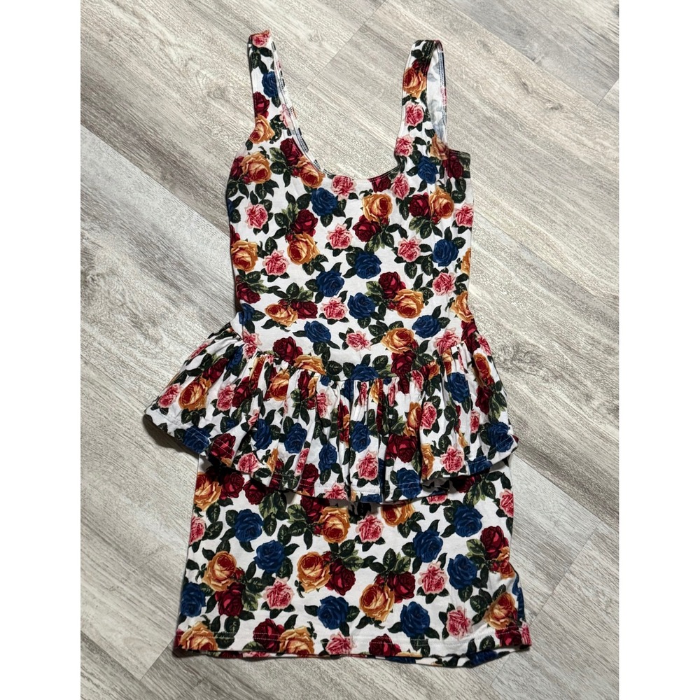 Forever 21 Floral Print Ruffle Dress Sleeveless Mini‎ Party Cute Women's